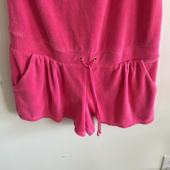 Juicy couture vintage 2010s pink terry cloth ruffled one shoulder romper sz Med - Picture 5 of 8